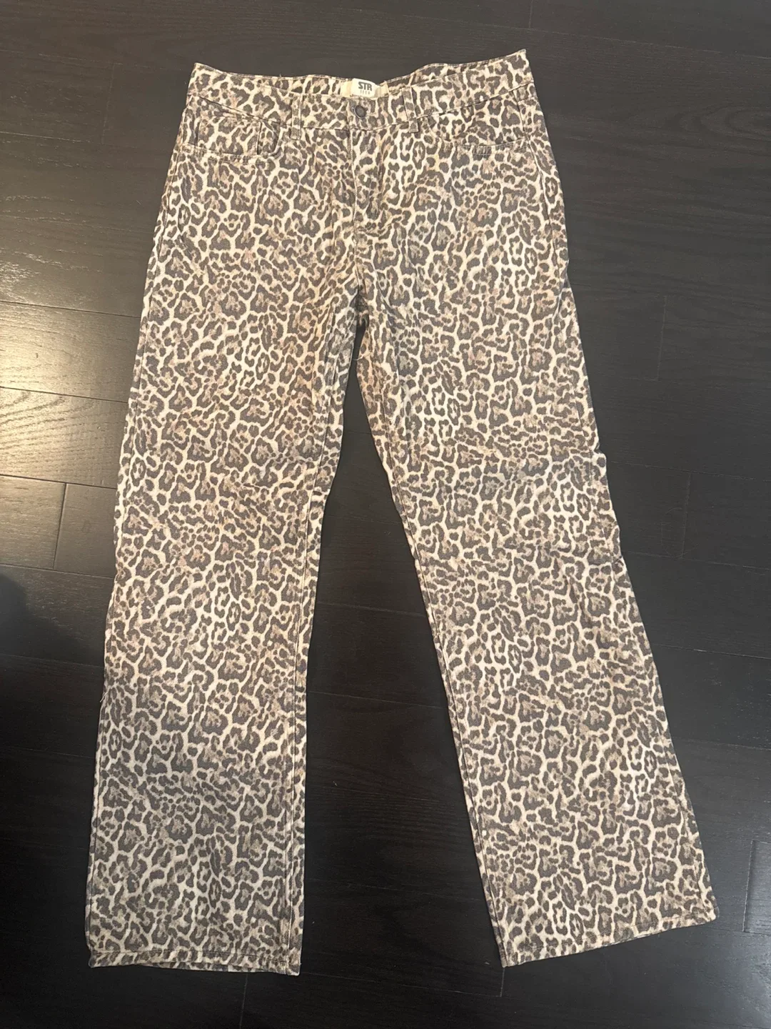 STR Teen Leopard Print Jeans - Size 10 thumbnail
