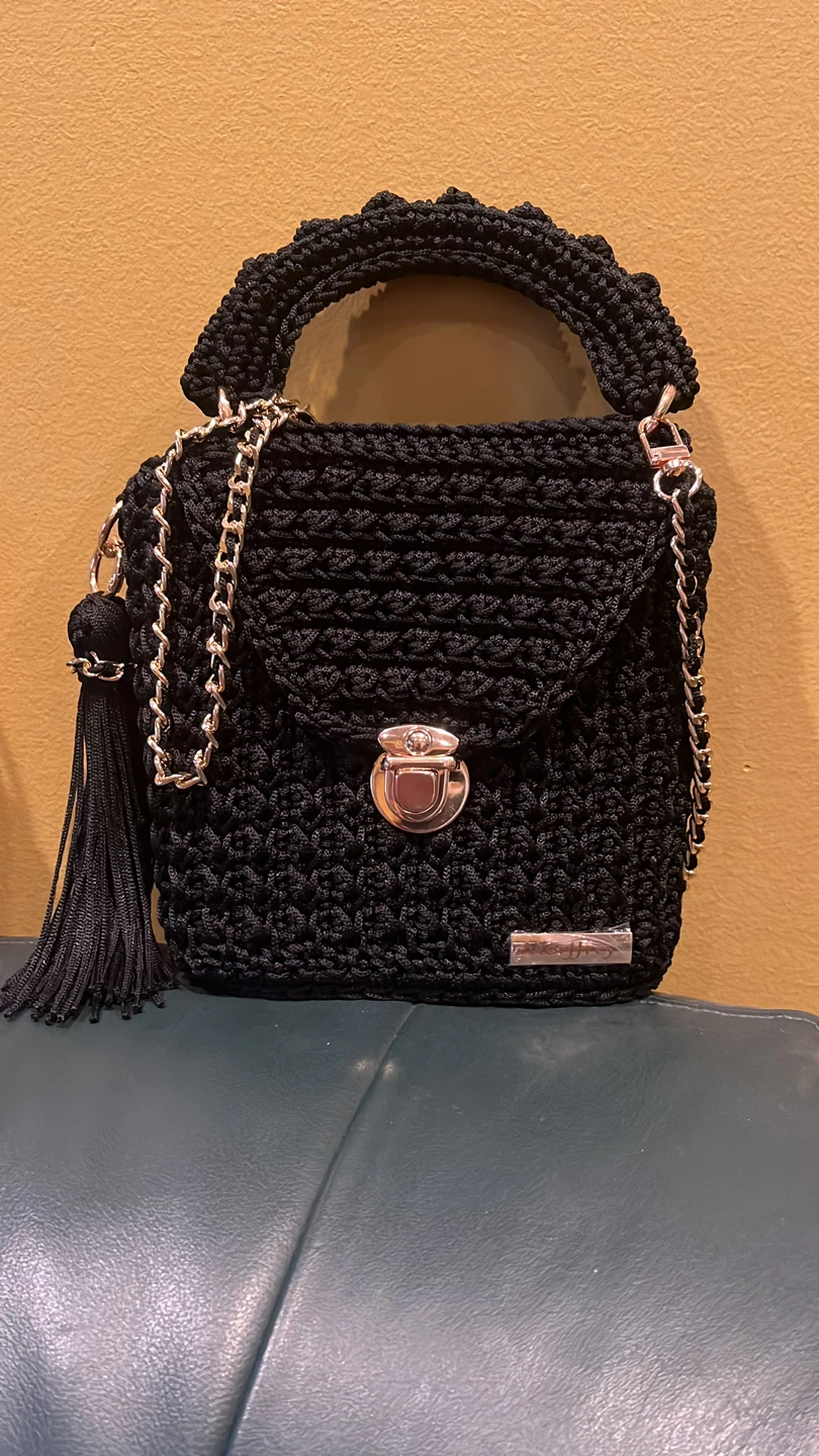 Handmade Crochet Black Purse
