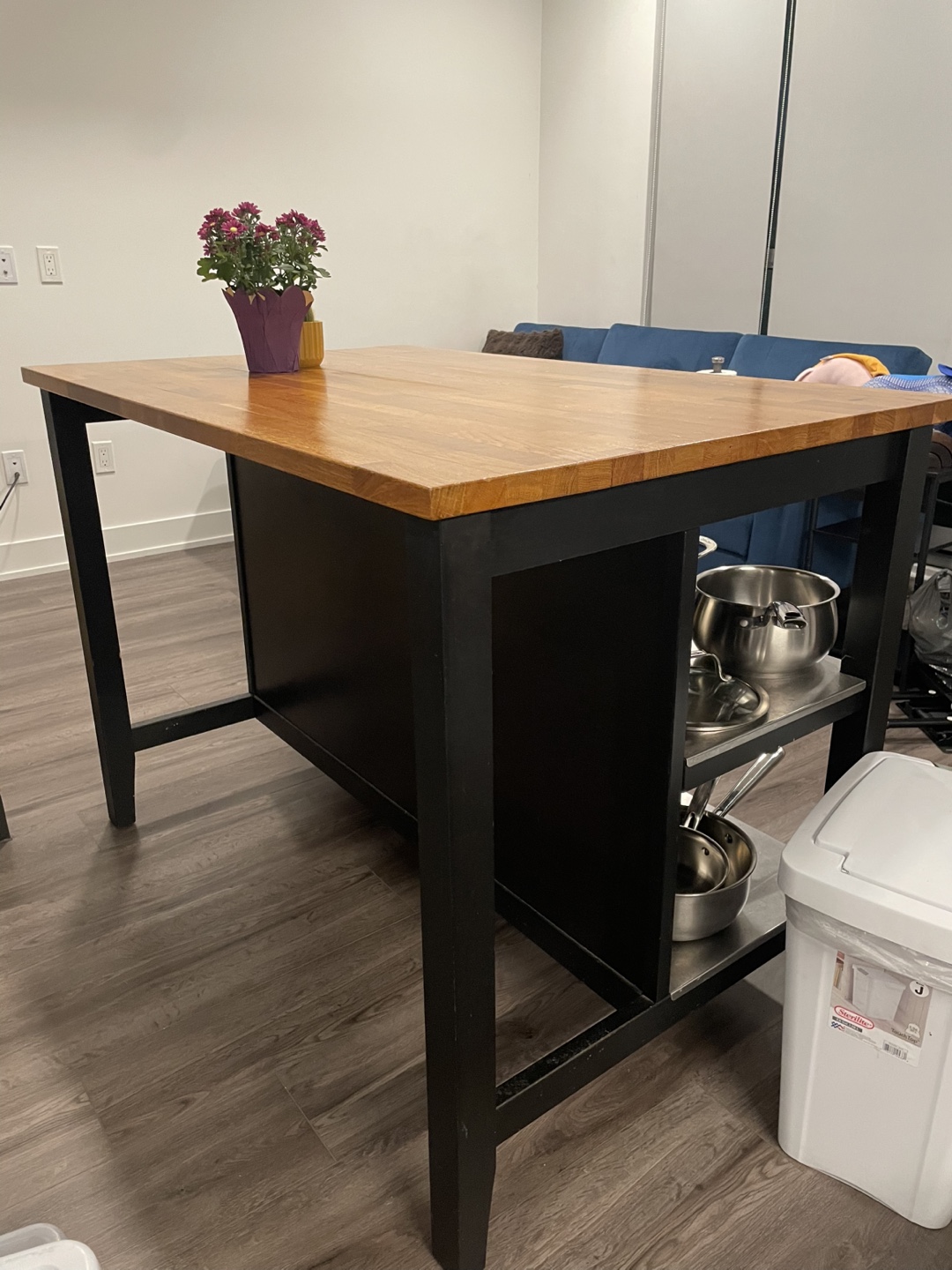 Ikea Kitchen Island with Wood Top & Black Frame - photo 2