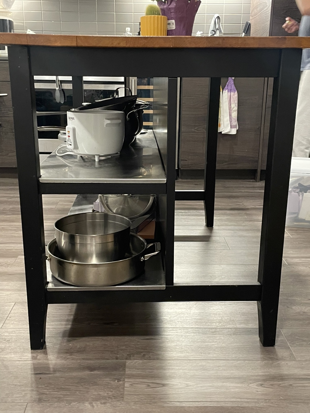 Ikea Kitchen Island with Wood Top & Black Frame - photo 3