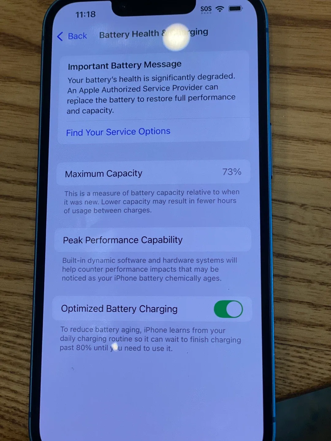 iPhone 13 - Blue - Battery Health 73% image indicator(4)