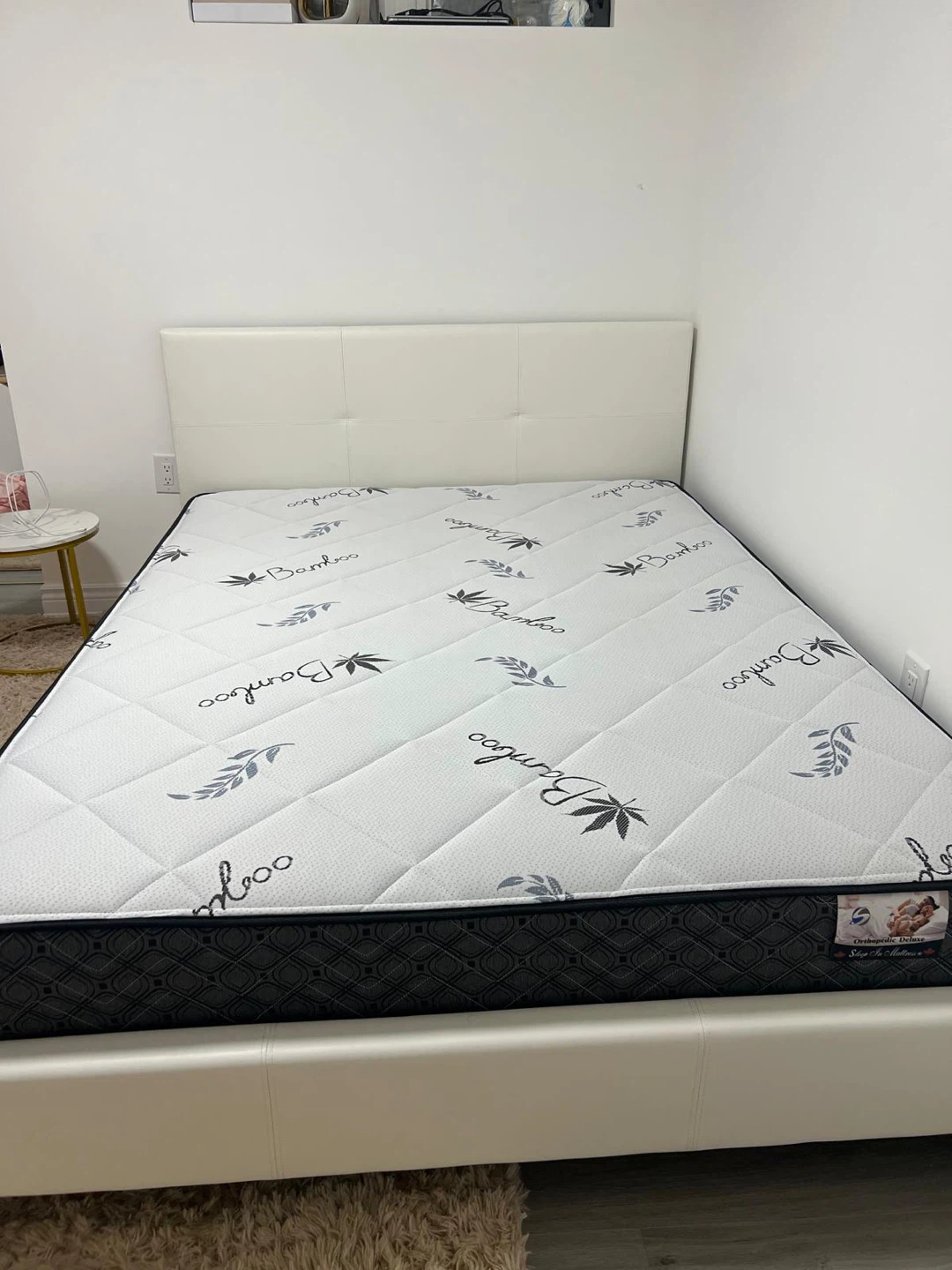 White Queen Size Bed frame with Mattress