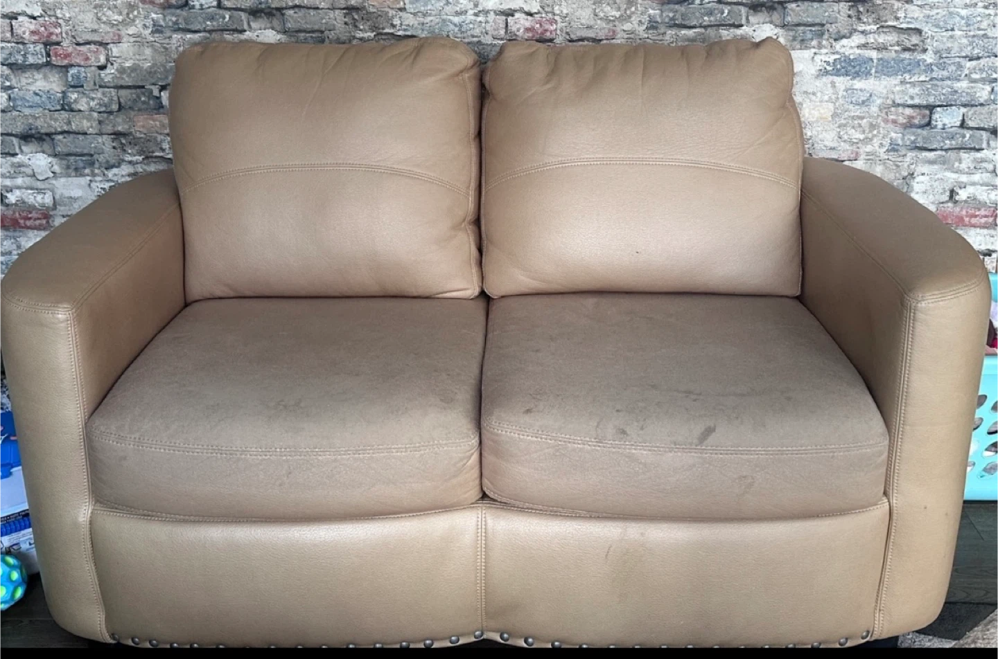 Beige Leather Sofa Set - photo 2