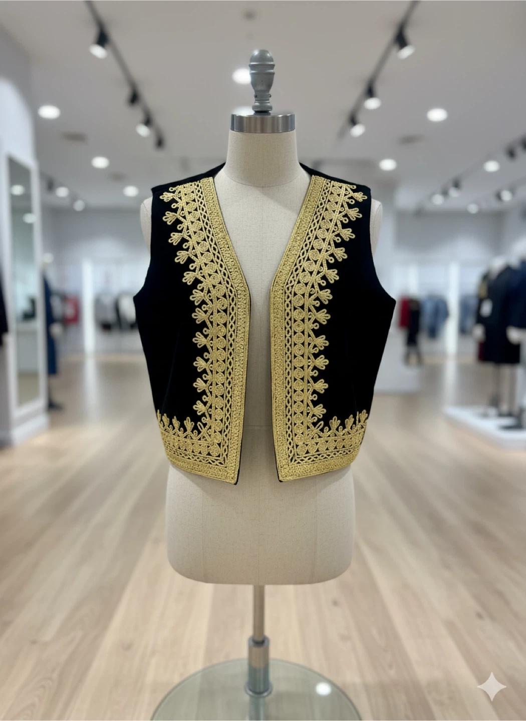 Embroidered Black & Gold Vest