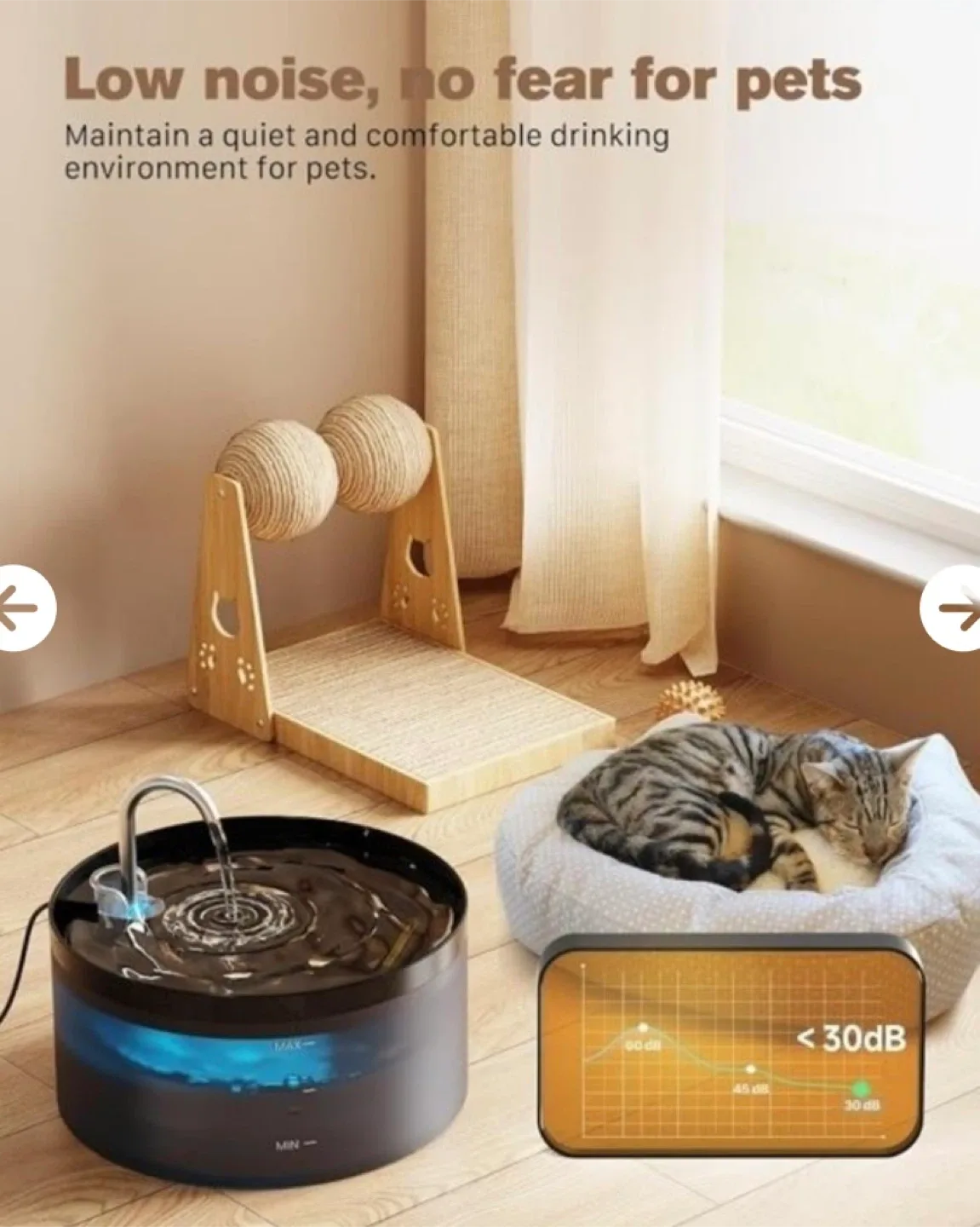 Pet Water Fountain - Low Noise, 3.2L Capacity image indicator(4)