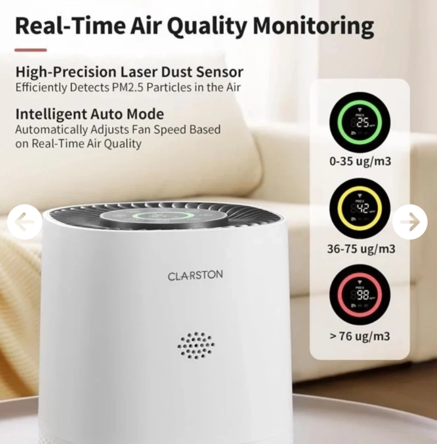 Clarston Air Purifier KJ100F - Like New - photo 2