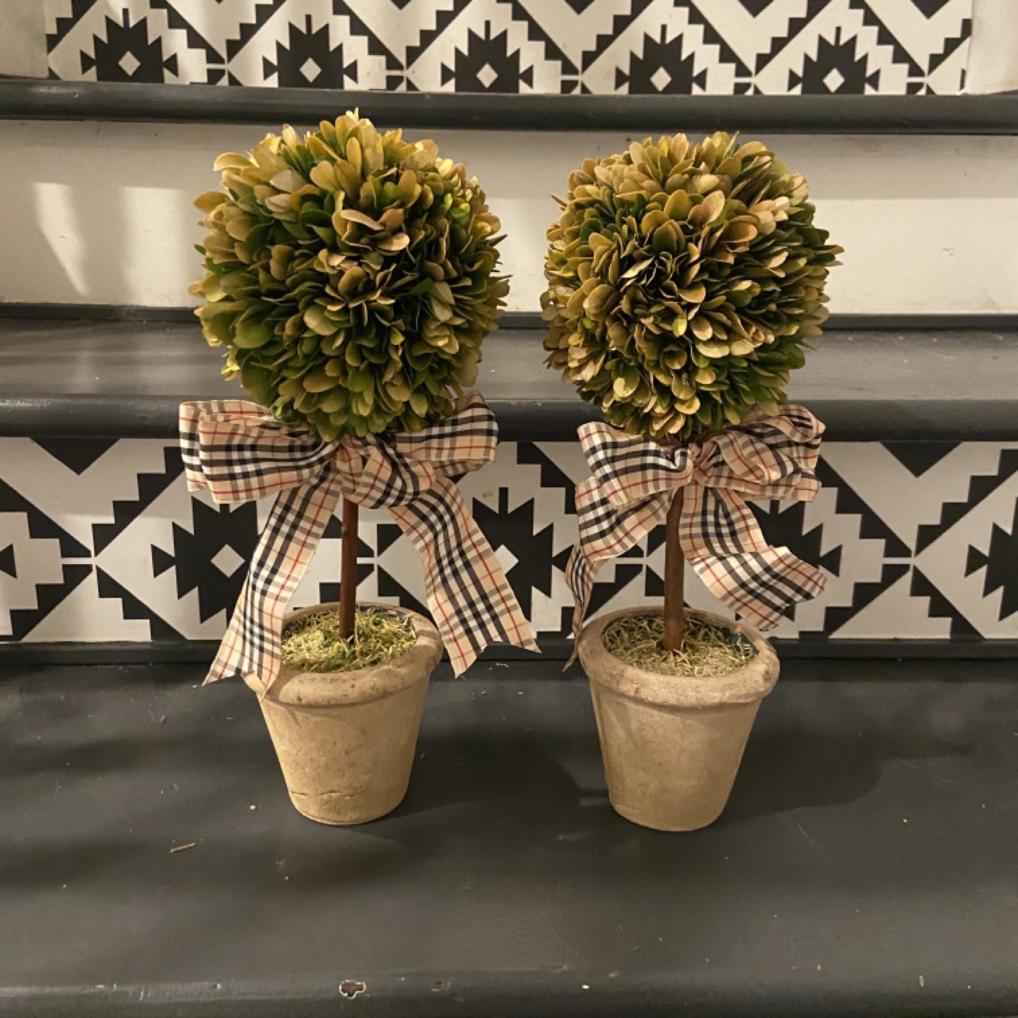 12” Decorative Topiary with Plaid Bow