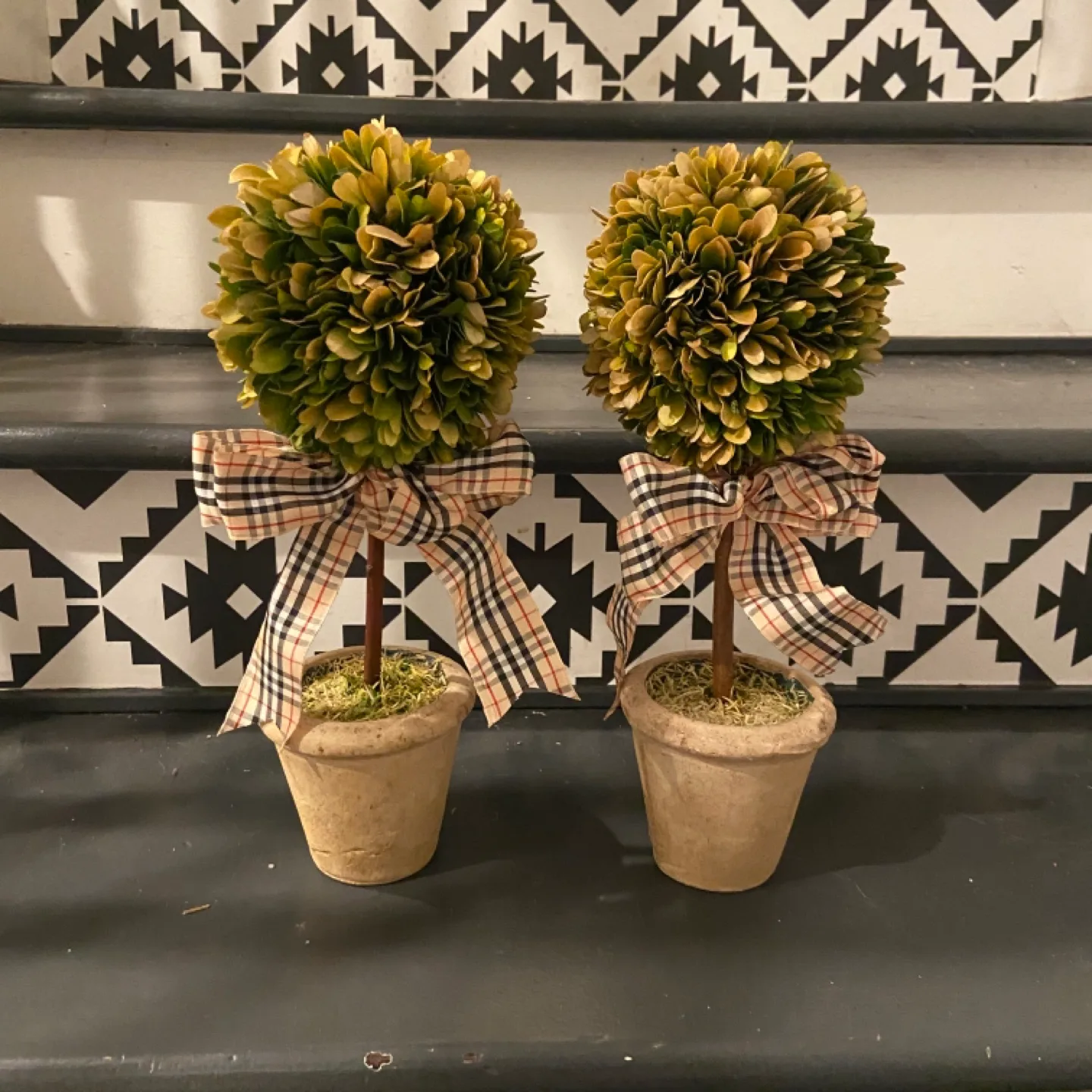 12” Decorative Topiary with Plaid Bow thumbnail