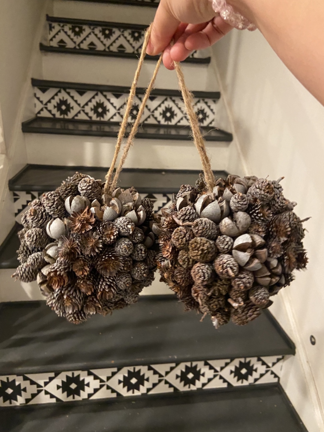 6” Pine Cone Ball Ornaments - Set of 2