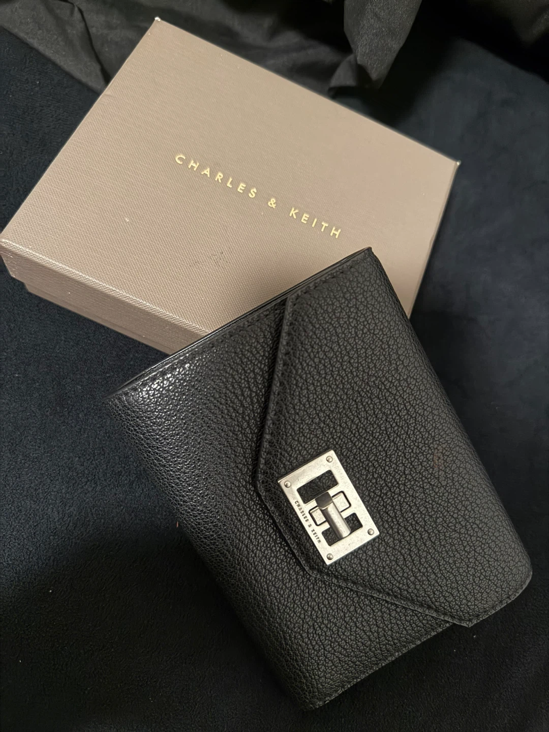 Charles & Keith Black Wallet with Box