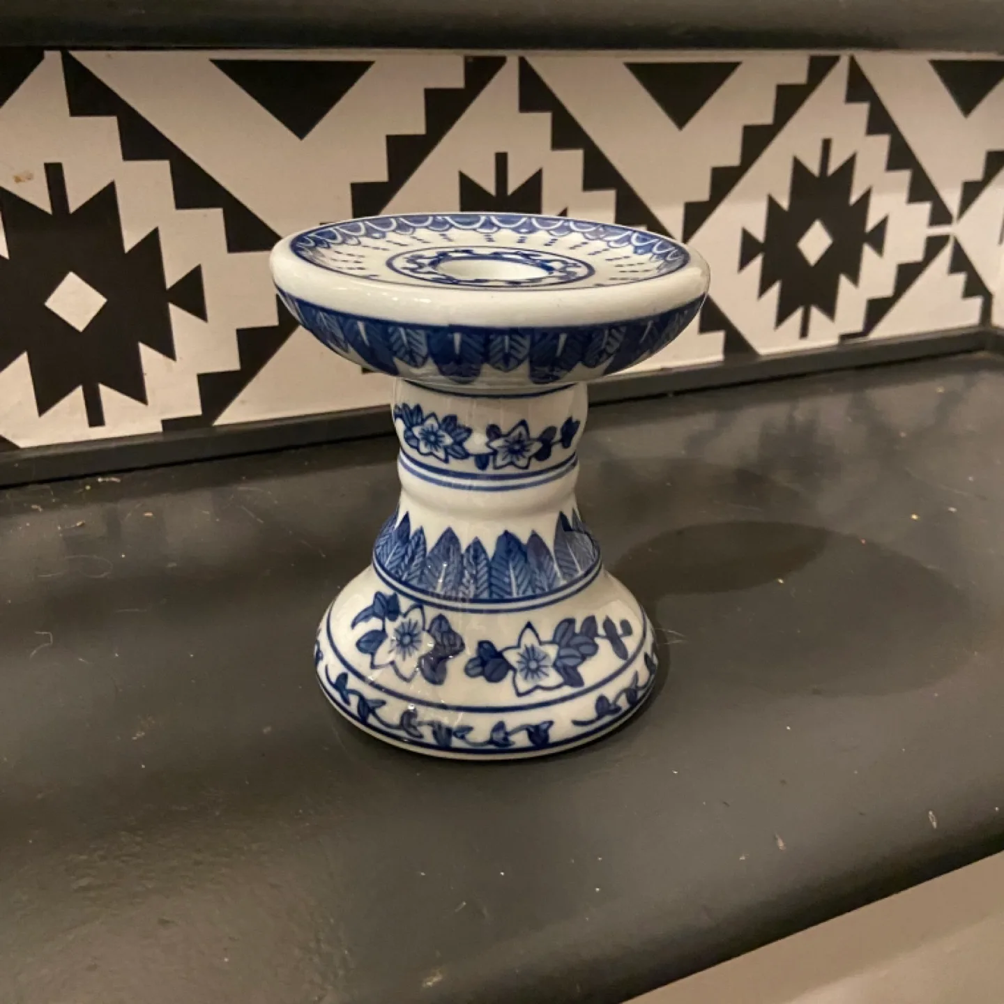 Blue & White Ceramic Candle Holder thumbnail
