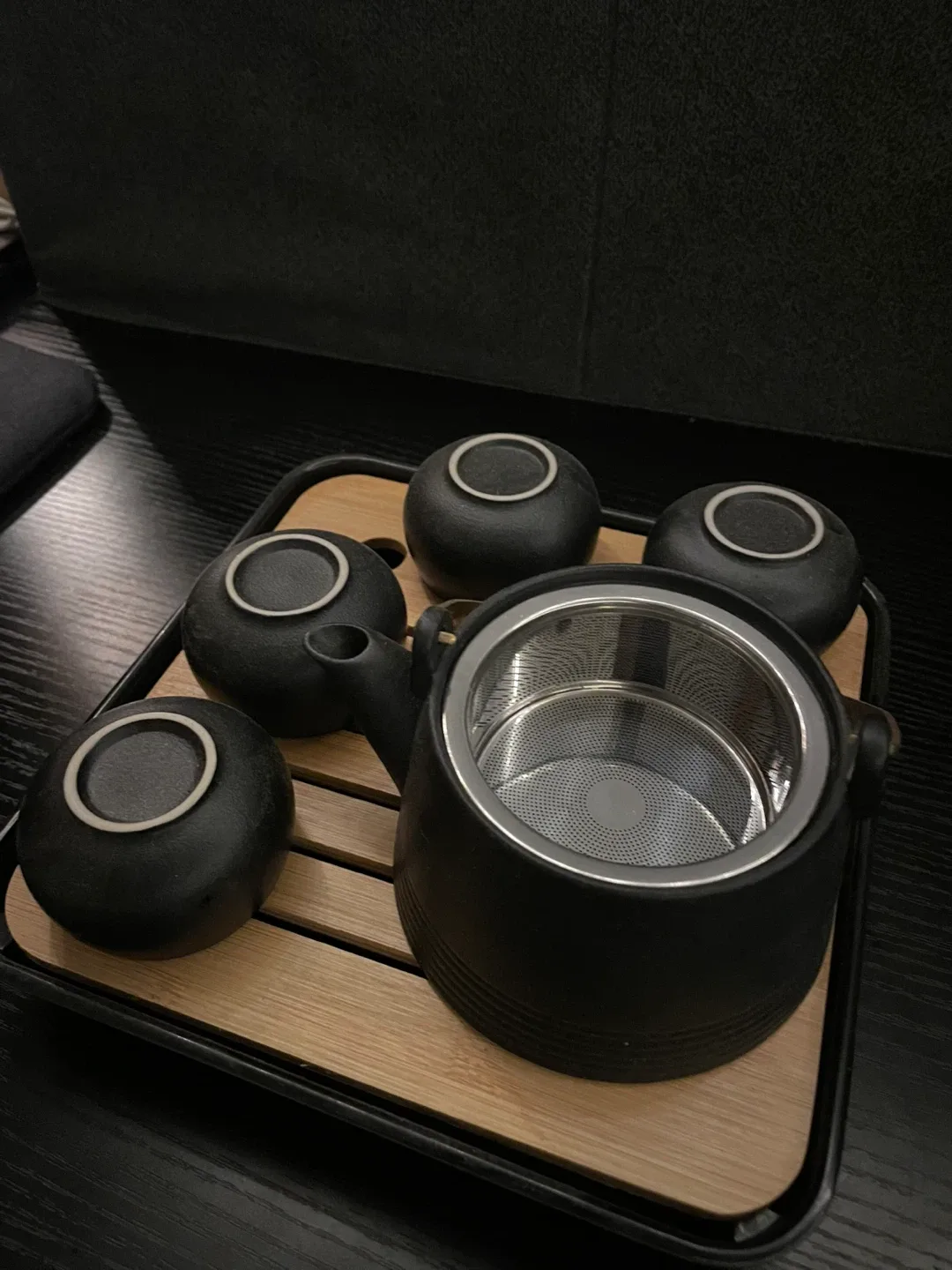 Black Japanese Ceramic Tea Set with Tray image indicator(2)