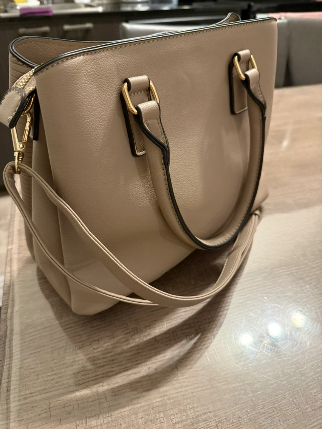 Beige Handbag with Shoulder Strap - photo 5