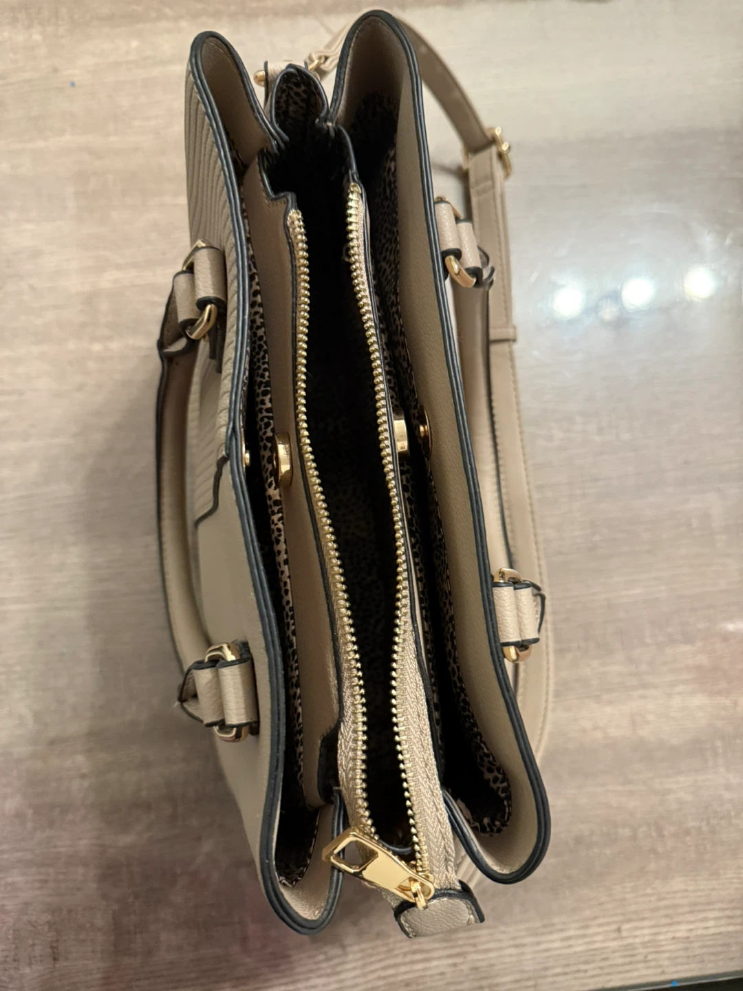 Beige Handbag with Shoulder Strap - photo 3