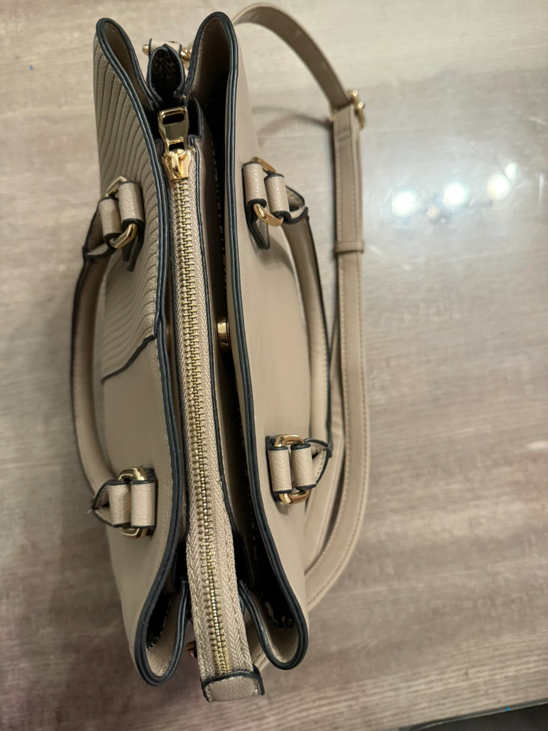 Beige Handbag with Shoulder Strap - photo 2