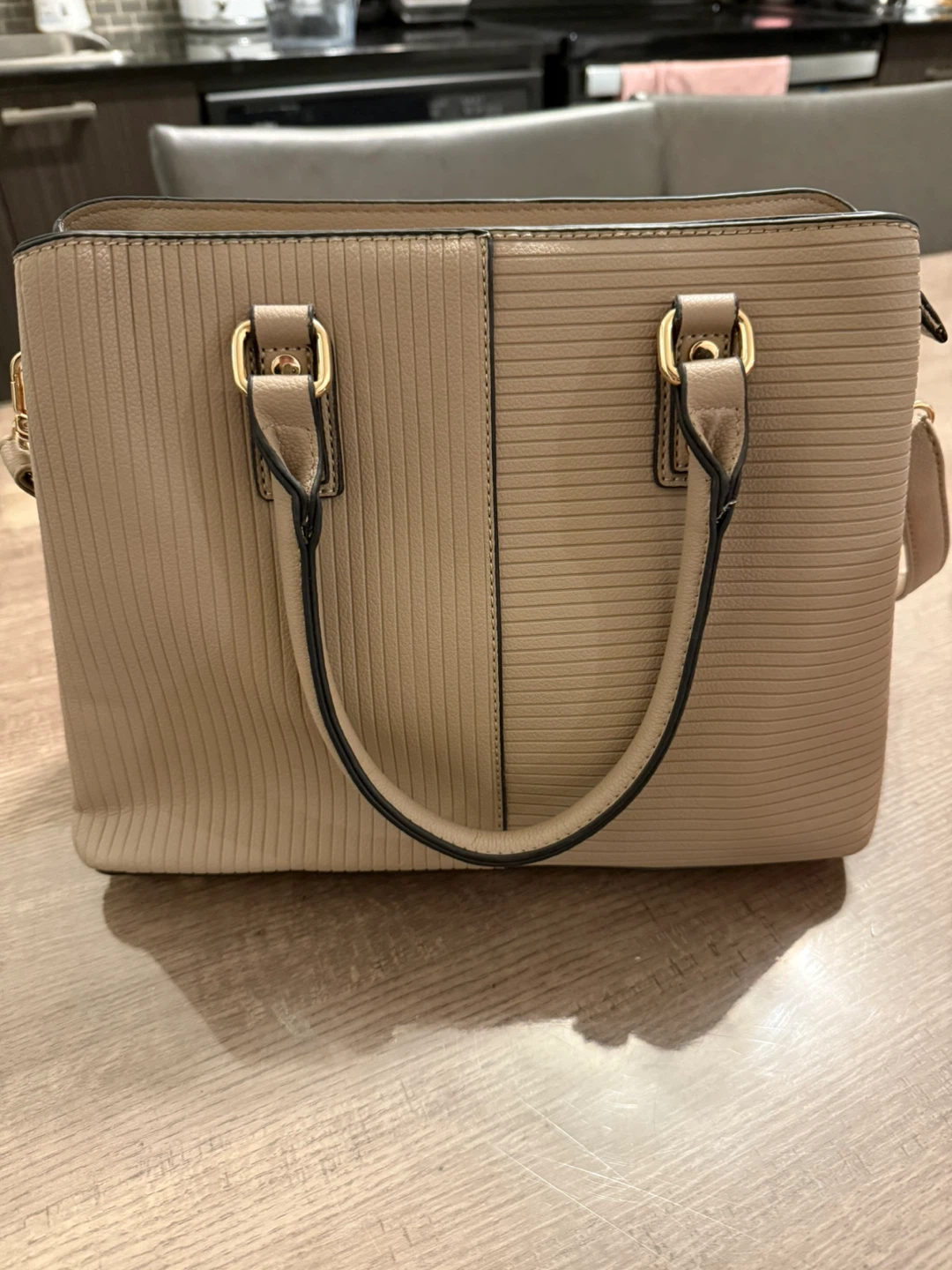 Beige Handbag with Shoulder Strap