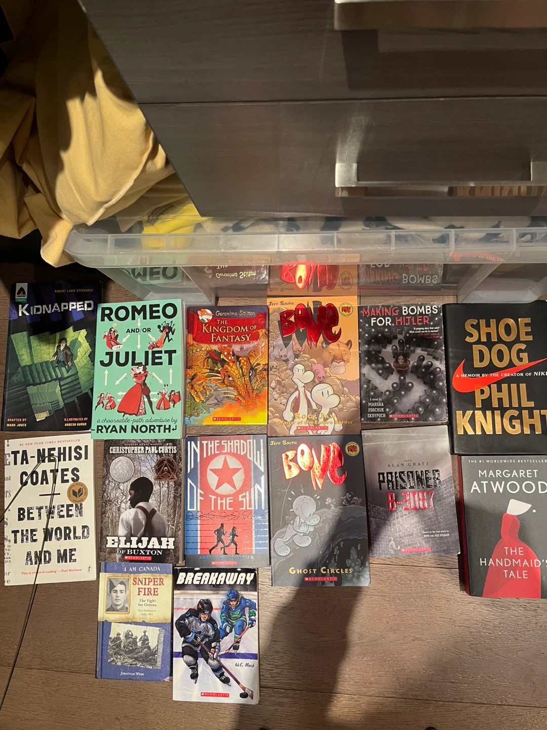 Assorted Books: Kidnapped, Romeo & Juliet, Shoe Dog +