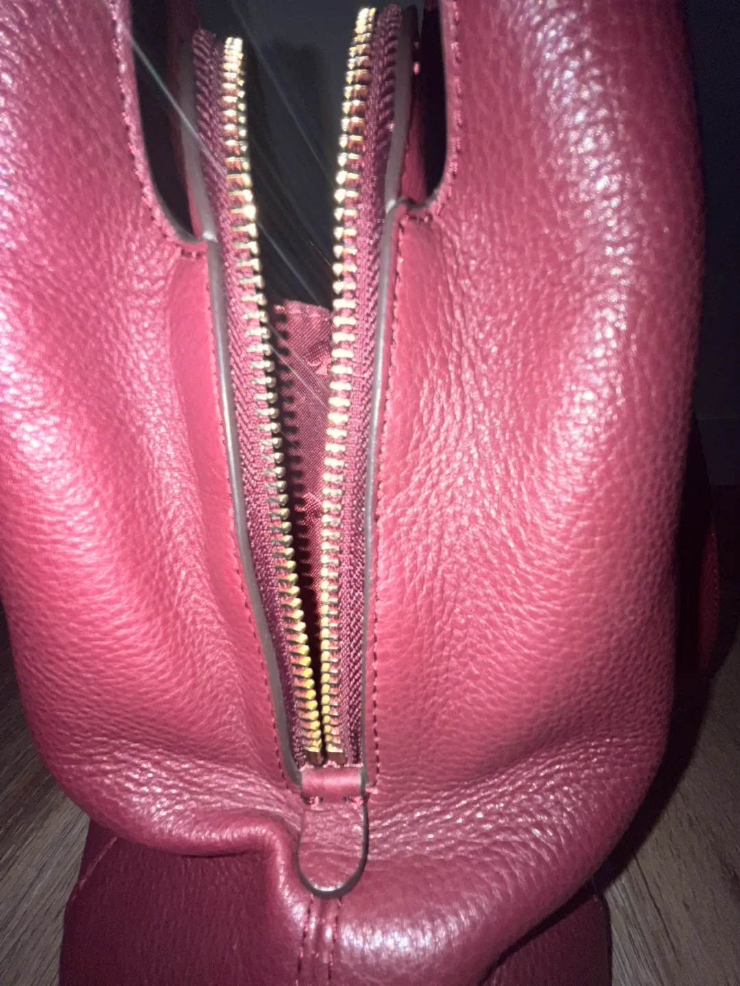 Kate Spade Burgundy Leather Tote Bag image indicator(6)