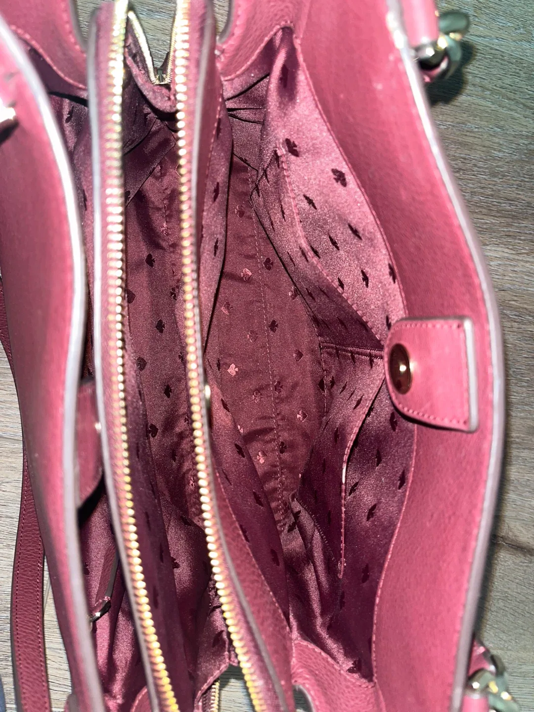 Kate Spade Burgundy Leather Tote Bag image indicator(10)