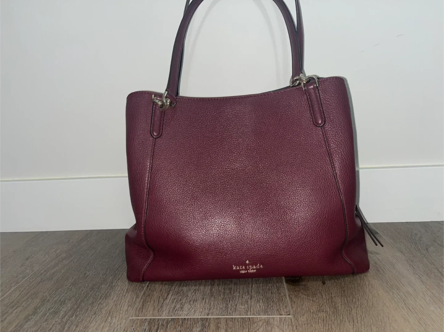 Kate Spade Burgundy Leather Tote Bag image indicator(4)