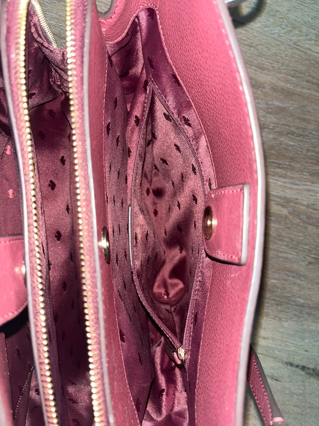 Kate Spade Burgundy Leather Tote Bag image indicator(8)