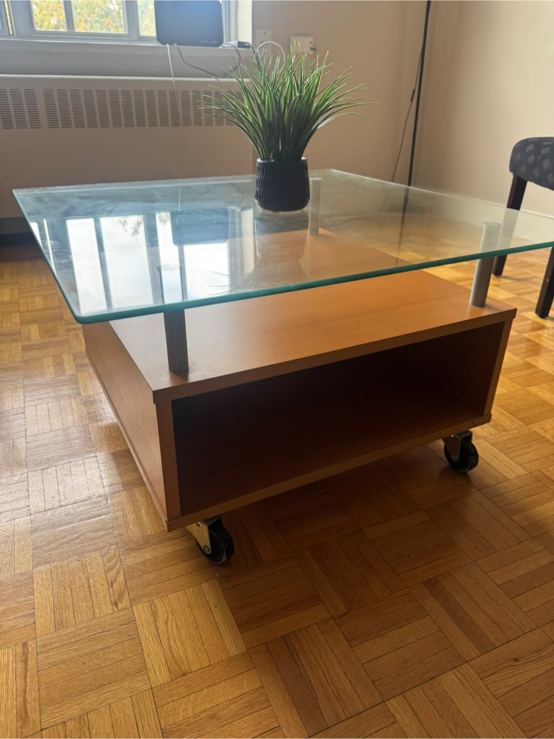 Glass Top Coffee Table with Wheels - photo 4