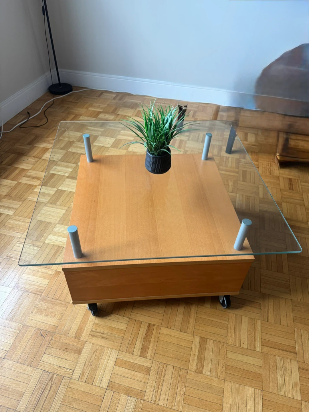 Glass Top Coffee Table with Wheels - photo 2