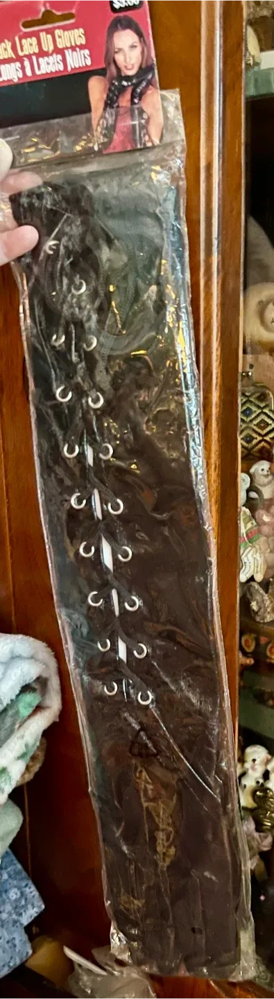 Long Black Lace Up Gloves - New image indicator(2)