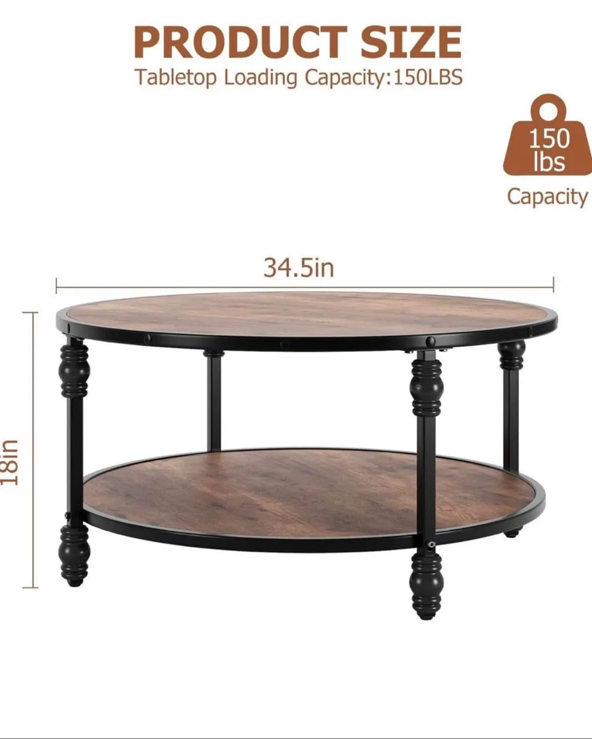 Metal Roman Column Coffee Table - 35 inches image indicator(2)