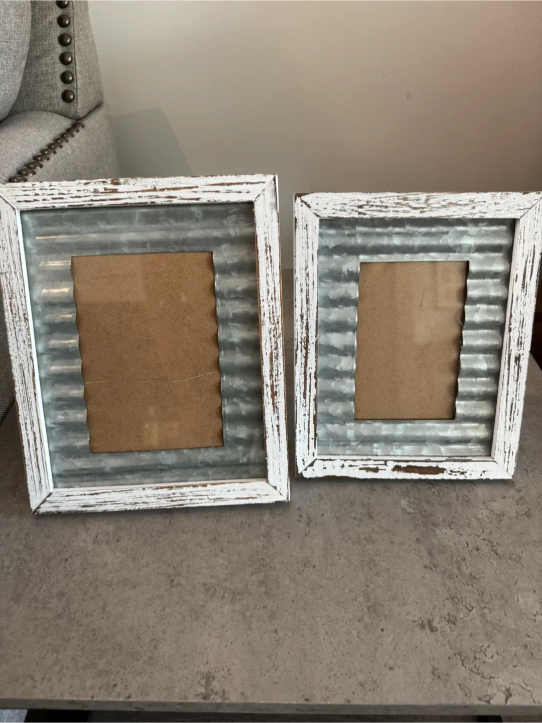 Set of 2 Rustic White Picture Frames