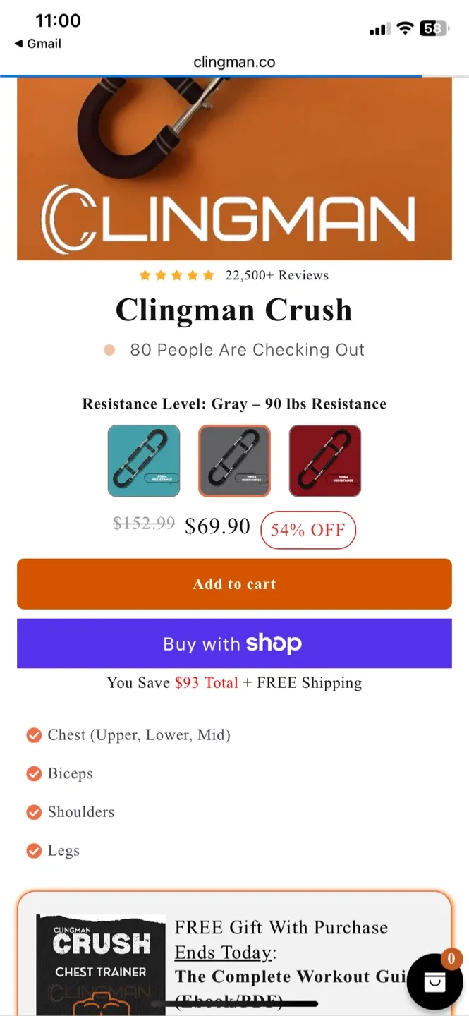 Clingman squeeze workout Bar image indicator(3)