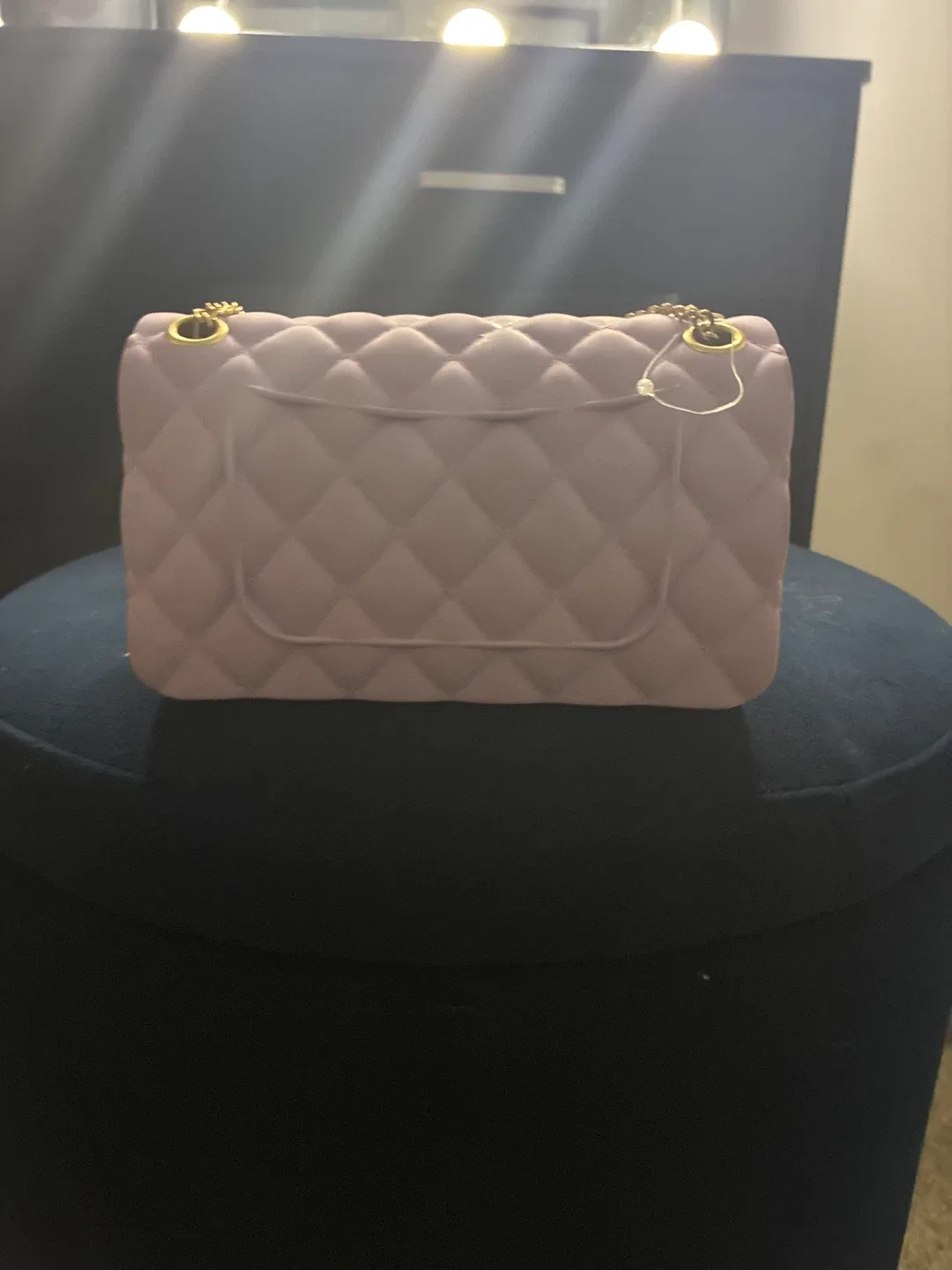 Lilac Quilted Jelly Bag with Gold Chain image indicator(2)