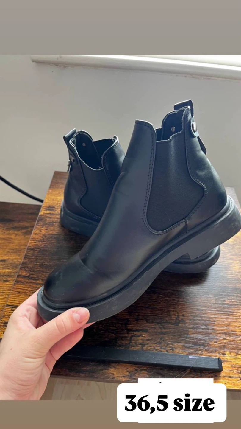 Black Chelsea Boots, Size 36.5