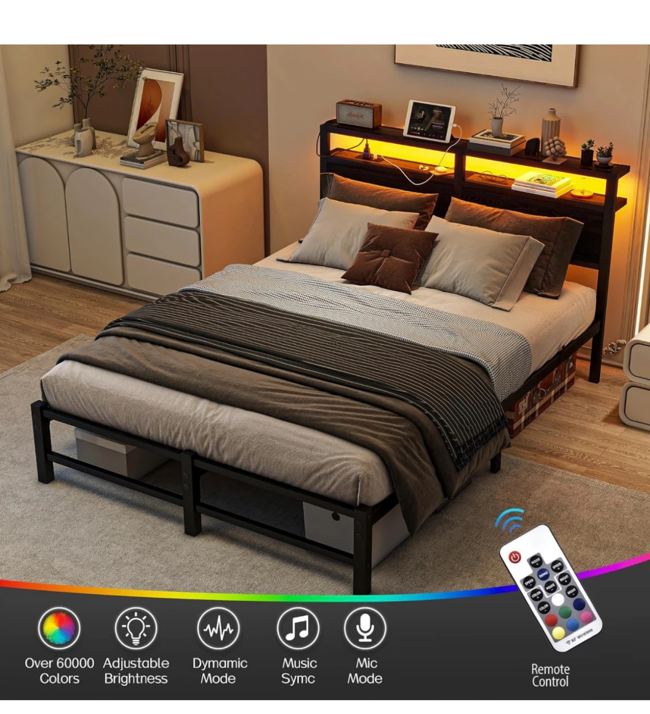 VERFARM Queen Bed Frame with LED Lights - photo 5
