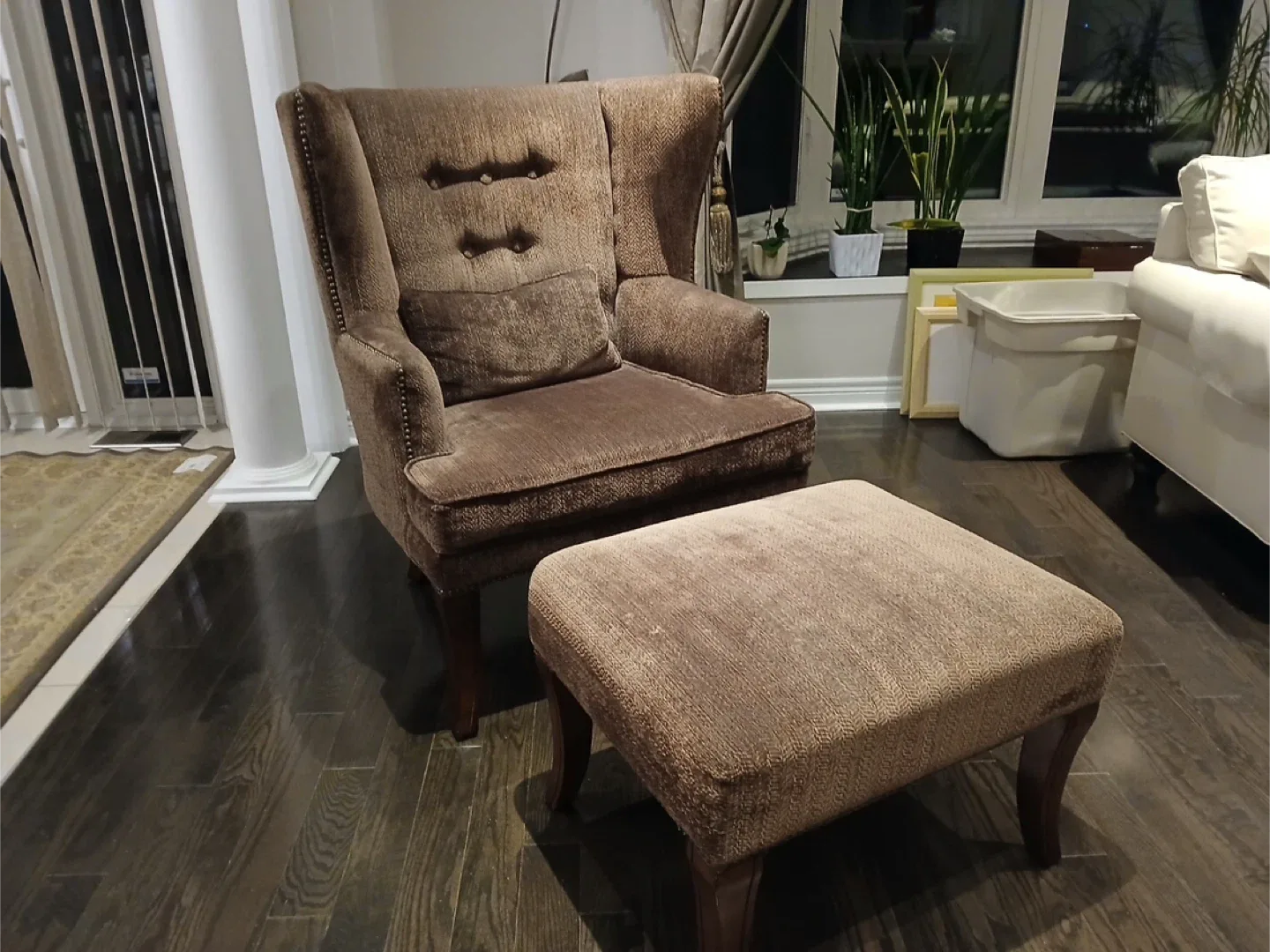 Wingback Chair & Ottoman Set - Brown image indicator(2)