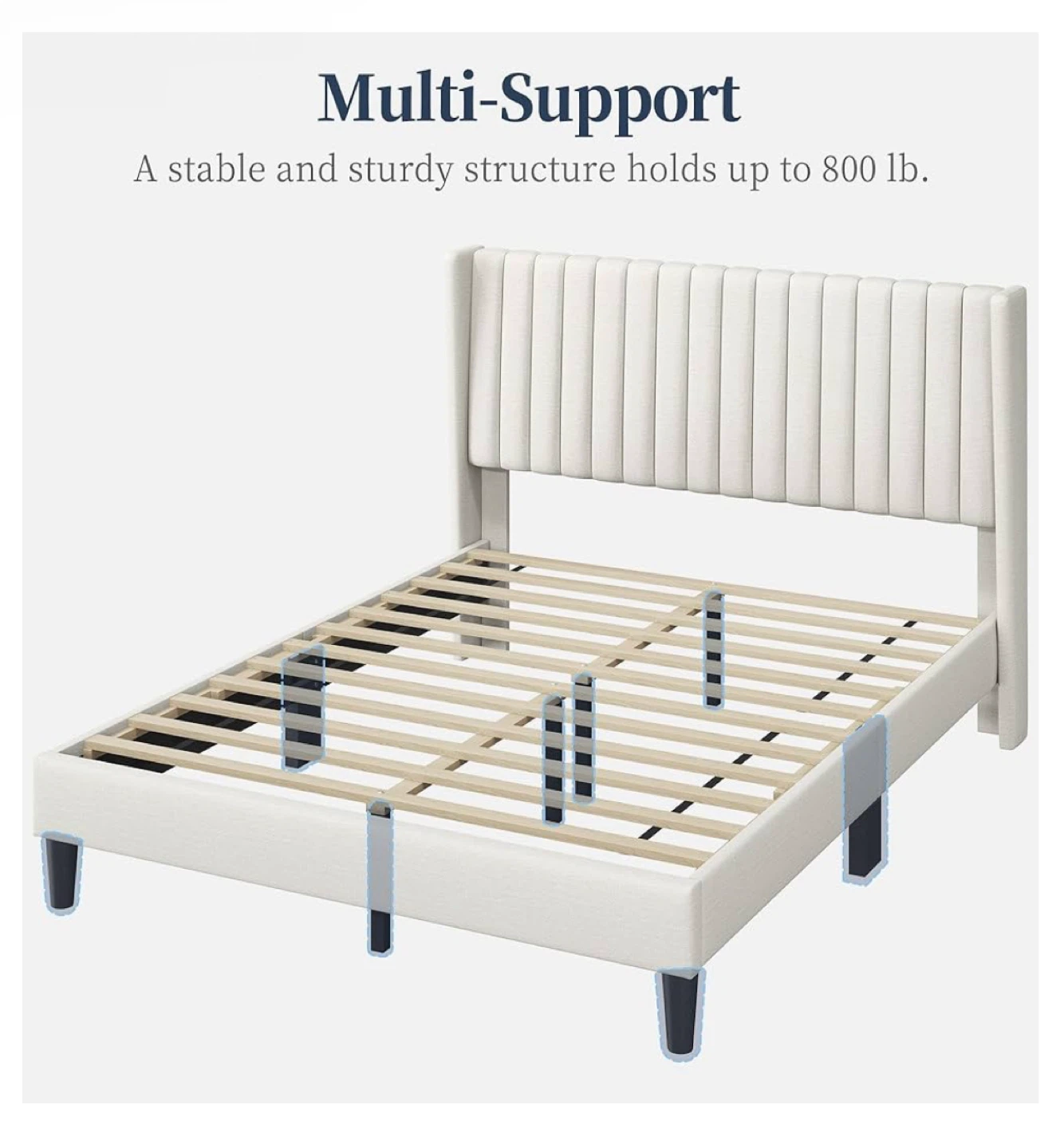 Queen Size Upholstered Platform Bed Frame - photo 2