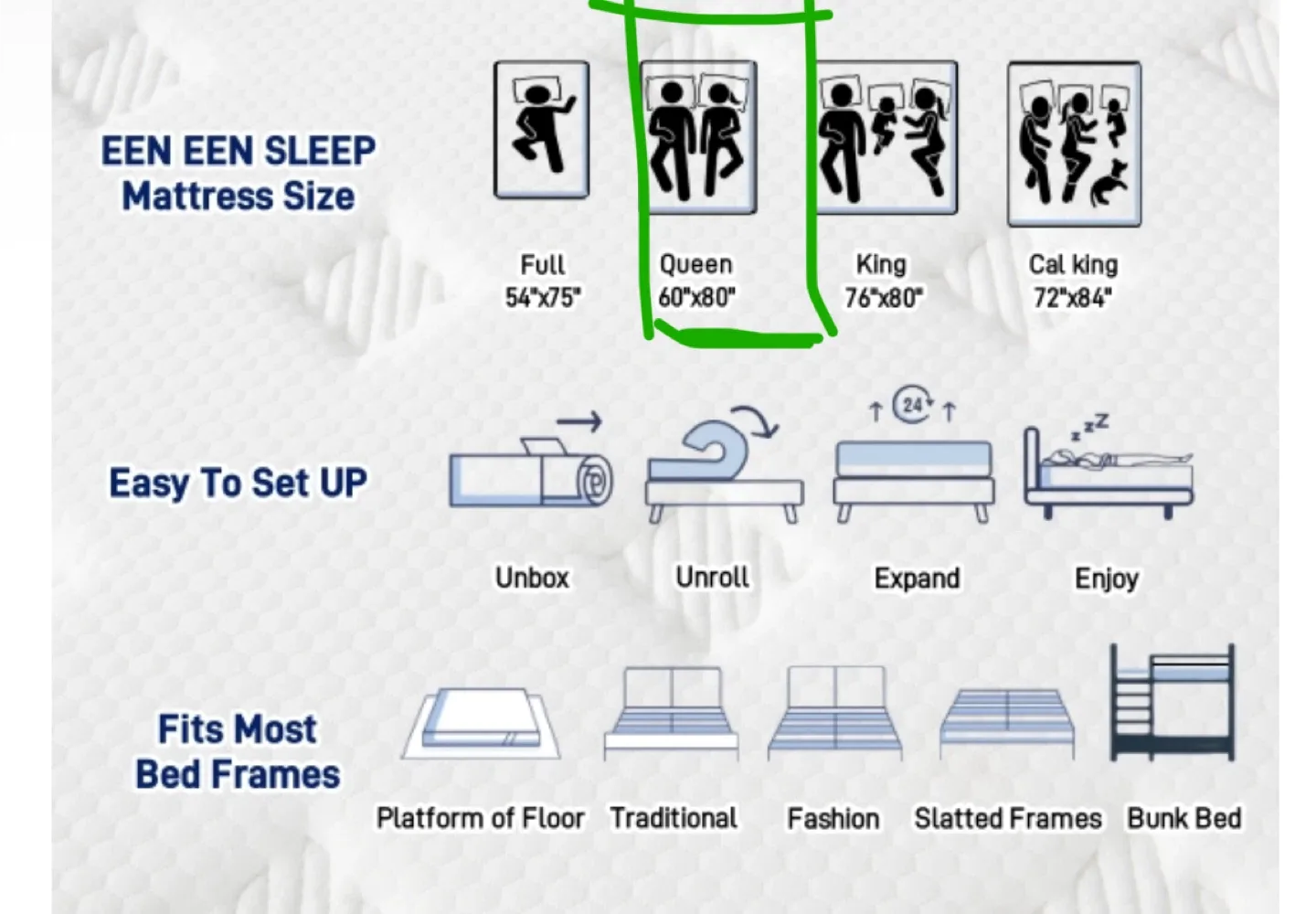 EEN EEN SLEEP Queen Mattress - Soft & Breathable image indicator(3)