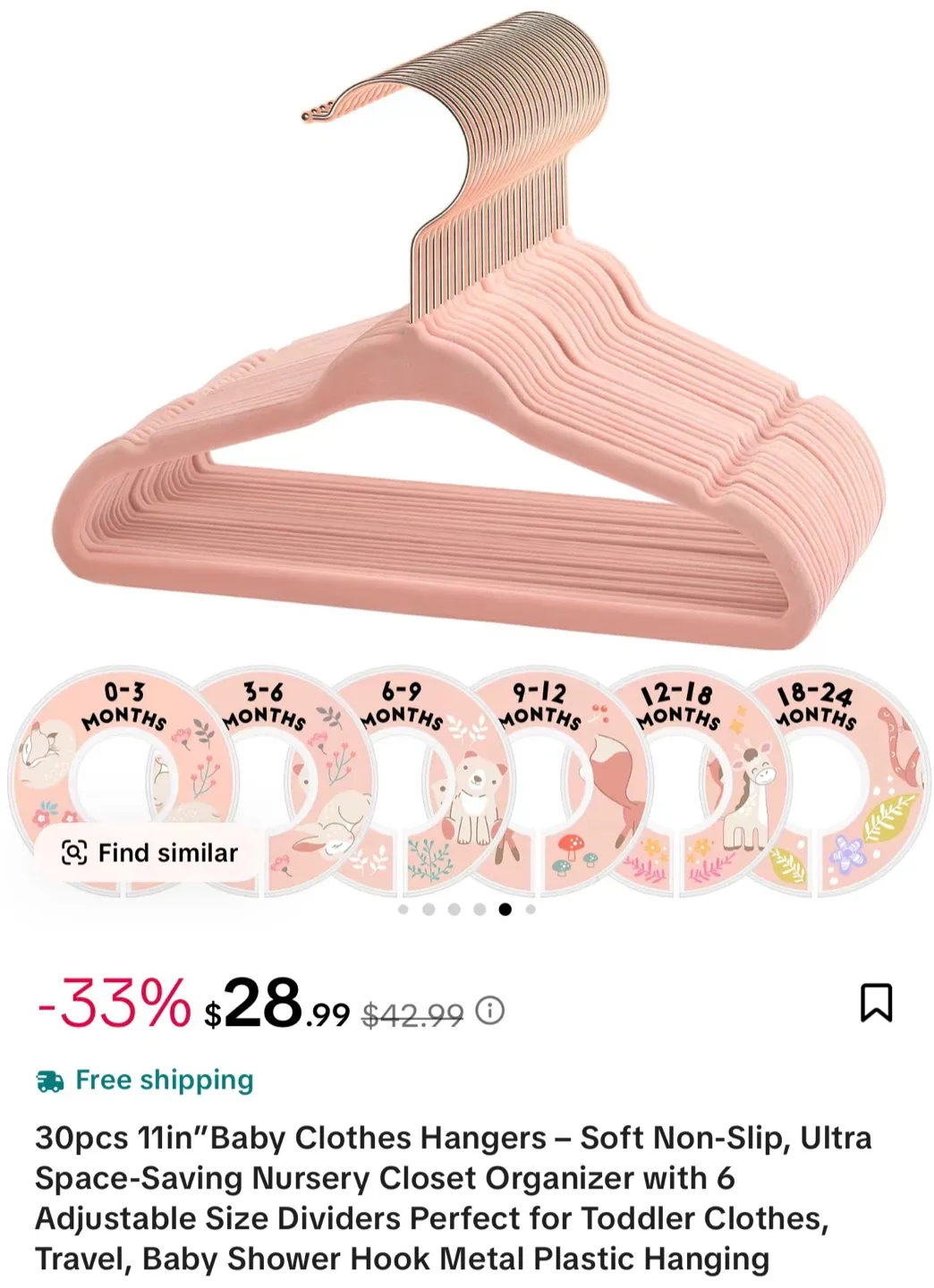 30pcs Baby Clothes Hangers - Pink thumbnail