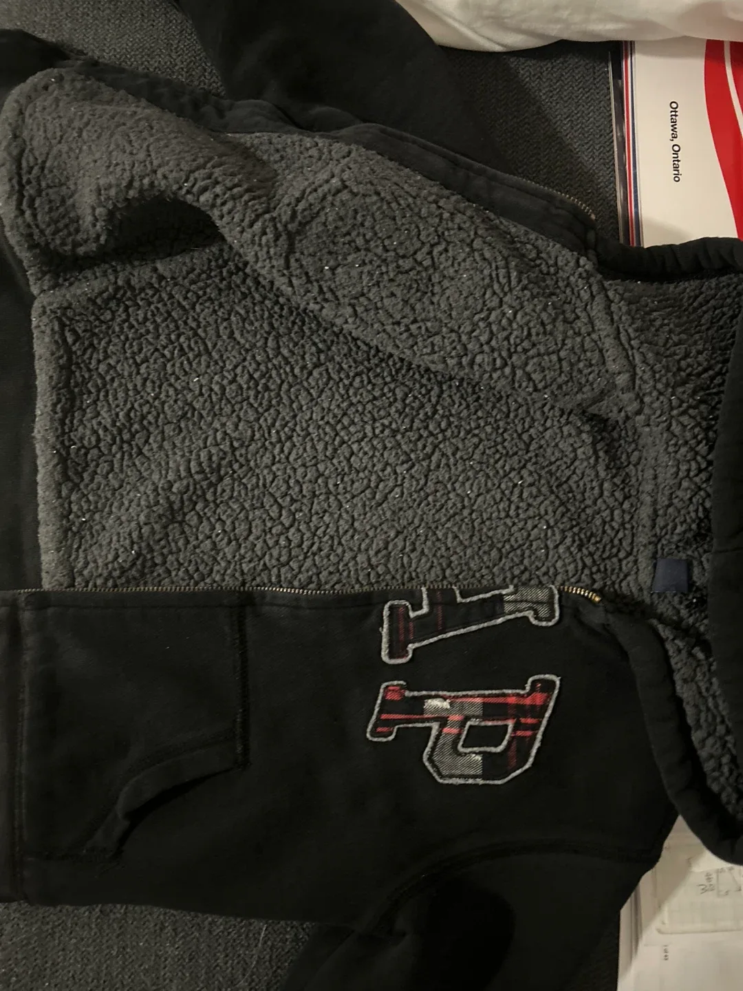 GAP Kids Black Sherpa Lined Zip Hoodie image indicator(2)