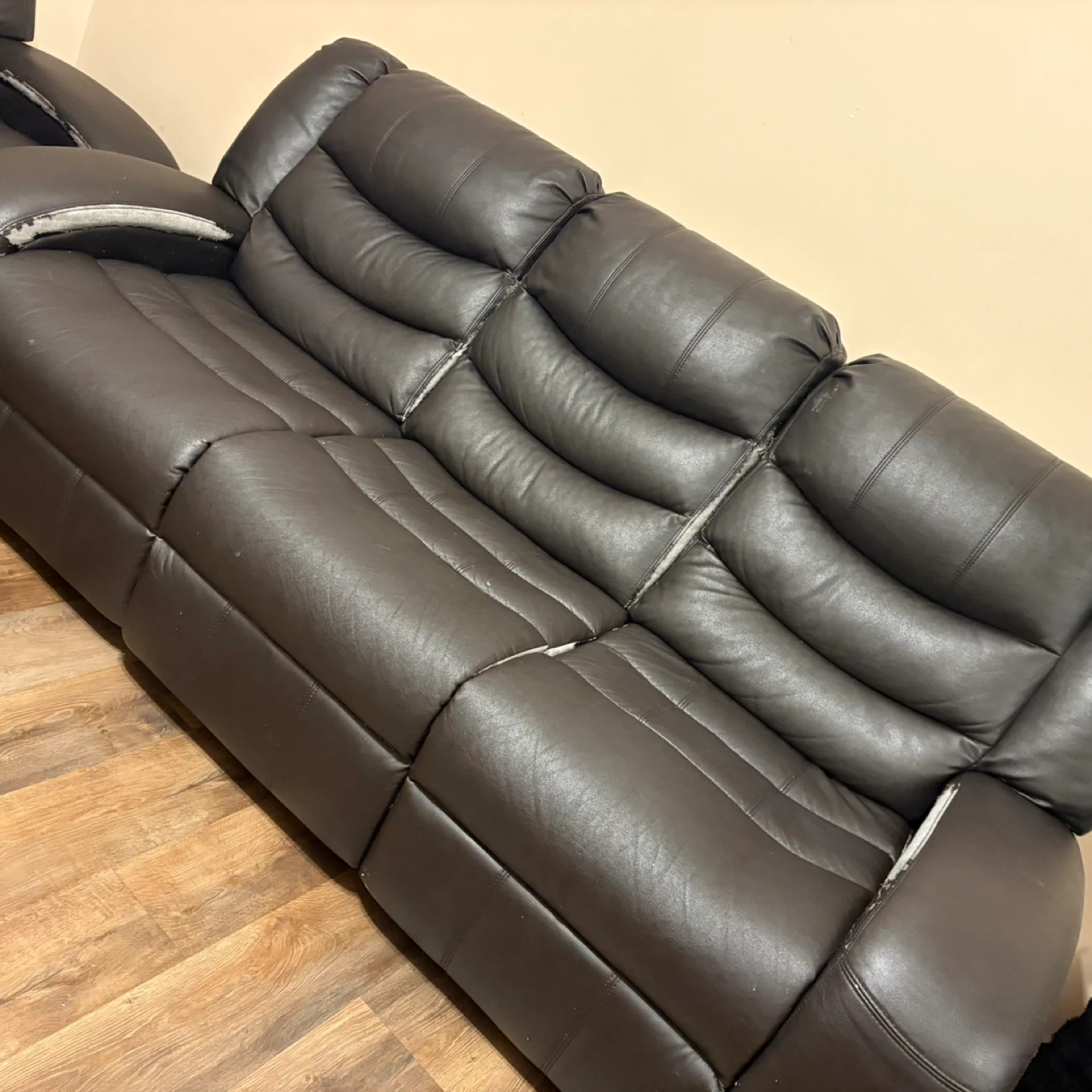 Leather Reclining Sofa Set - Brown
