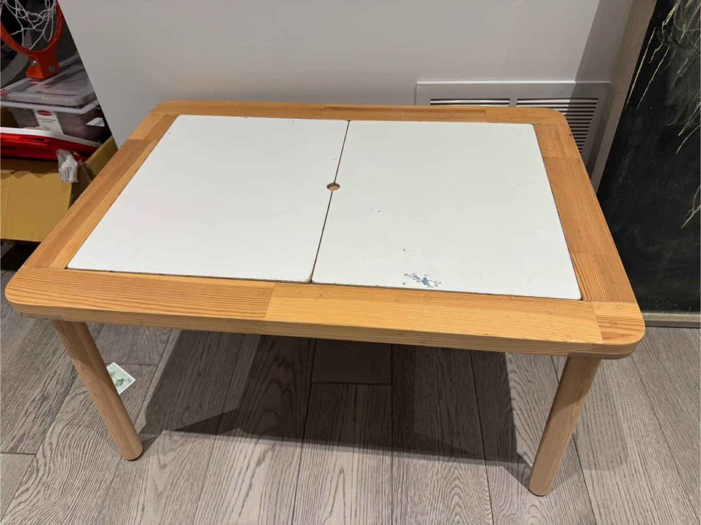 Ikea wooden  table with white top thumbnail