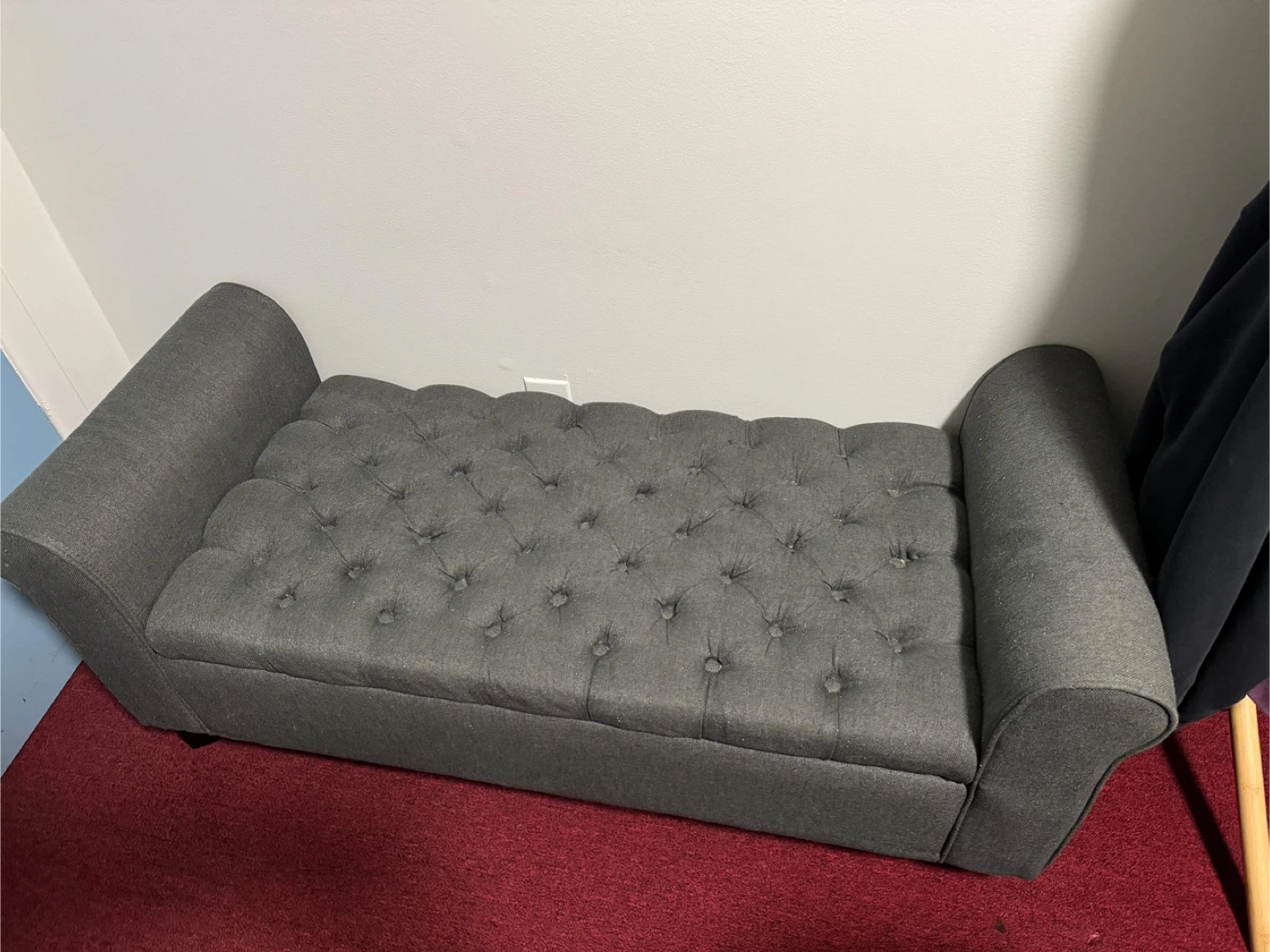 Gray Tufted Storage Bench - photo 4