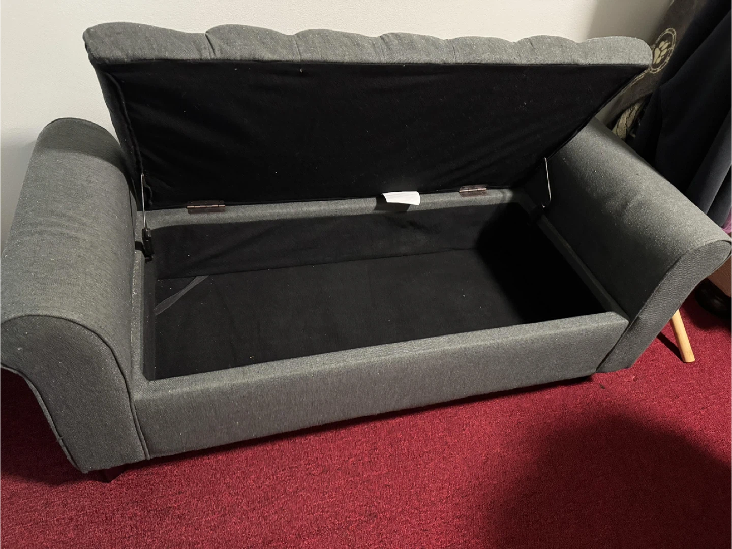 Gray Tufted Storage Bench - photo 3