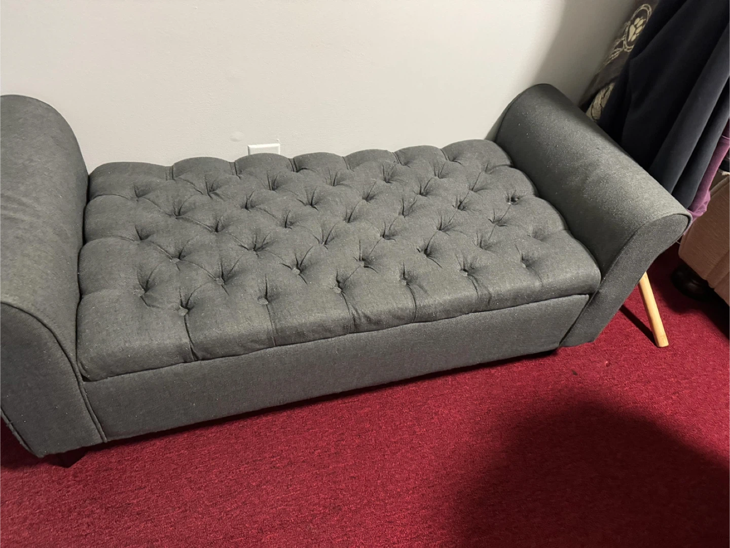 Gray Tufted Storage Bench - photo 2