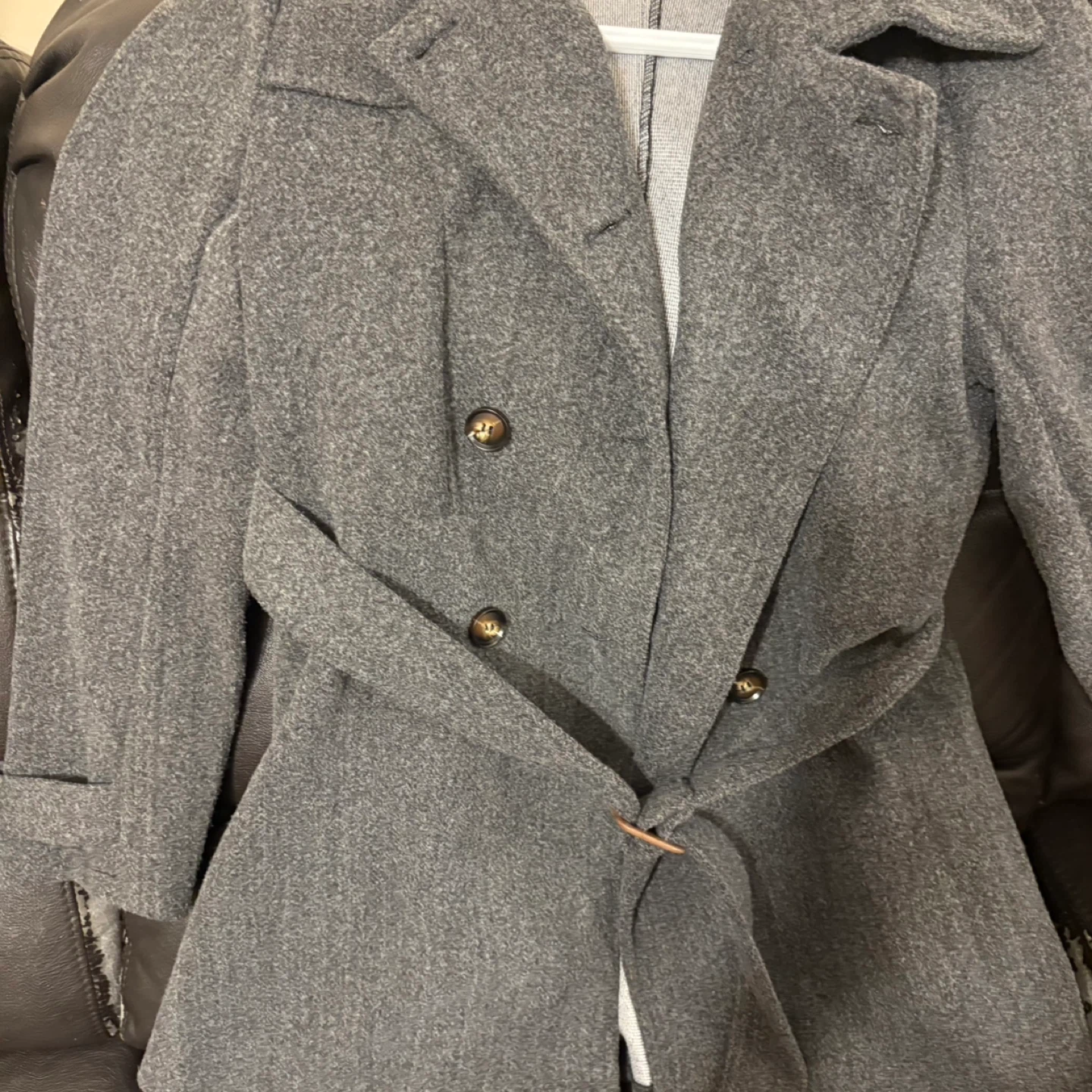 Grey Belted Trench Coat