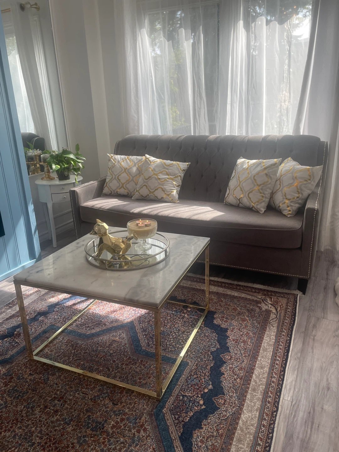White and gold marble coffee table