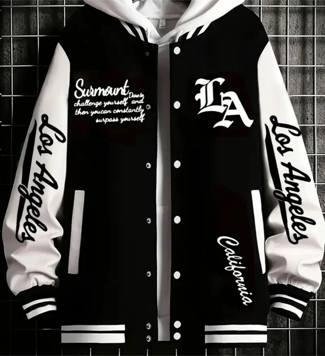 Black & White Los Angeles Varsity Jacket thumbnail