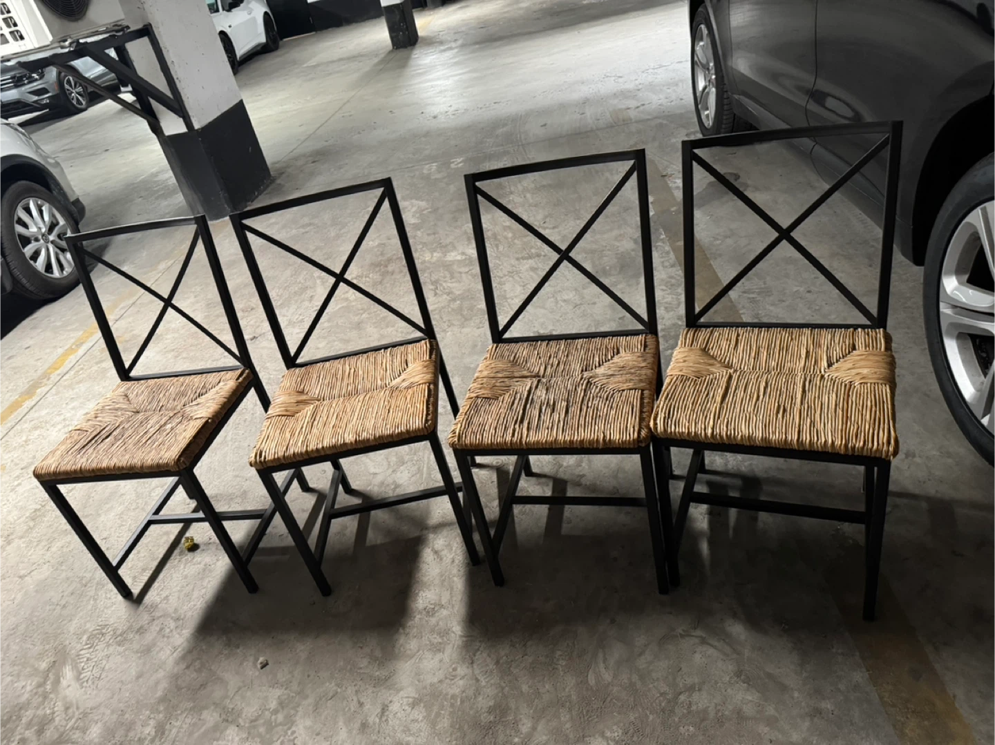 Set of 4 Wicker Seat Chairs