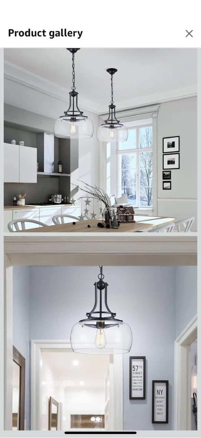 WUZUPS Rustic Farmhouse Pendant Light — Black (New) - photo 4