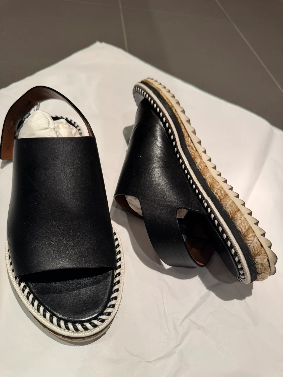 Givenchy Black Leather Espadrille Sandals - Size 37 image indicator(6)